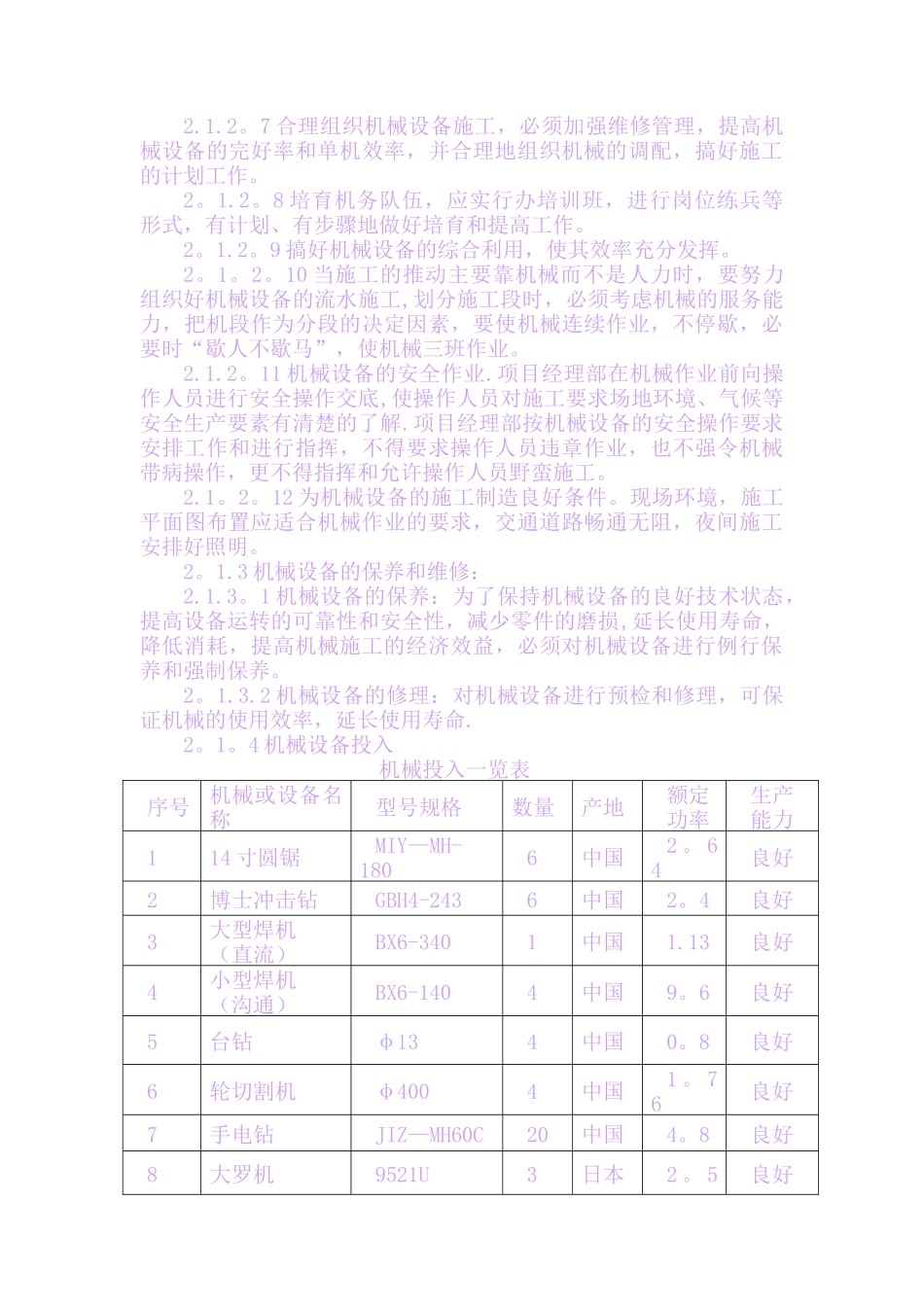 劳动力、材料、施工机械设备投入.._第2页