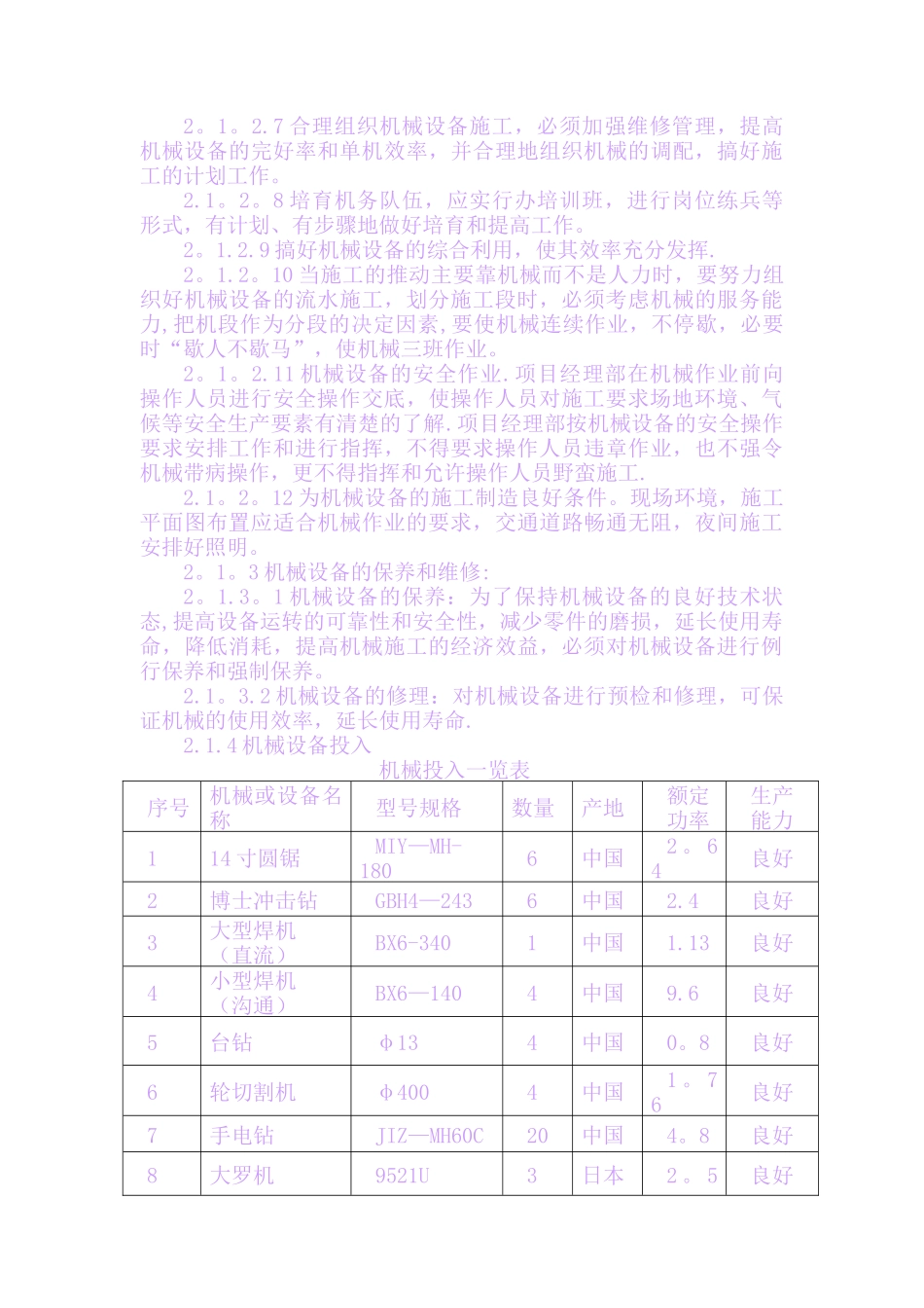 劳动力、材料、施工机械设备投入_第2页