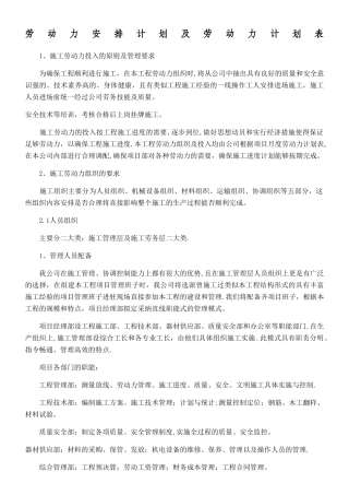 劳动力安排计划及劳动力计划表49295