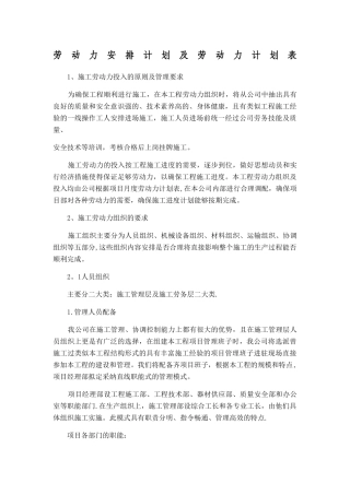 劳动力安排计划及劳动力计划表81158