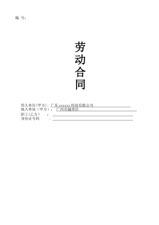 劳动合同-某某科技有限公司