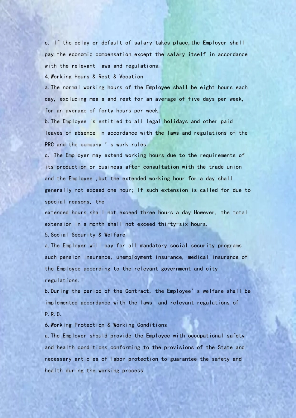 劳动合同英文版-范本_第3页