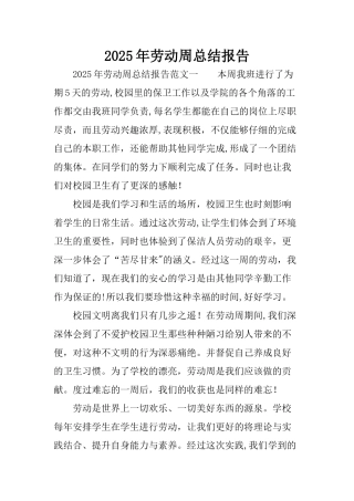 劳动周总结报告