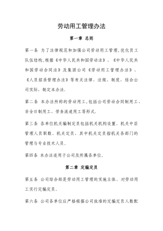 劳动用工管理办法