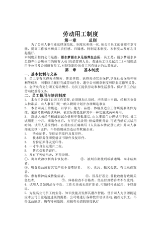 劳动用工规章制度1