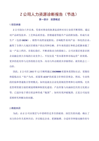 Z公司人力资源诊断报告（节选）