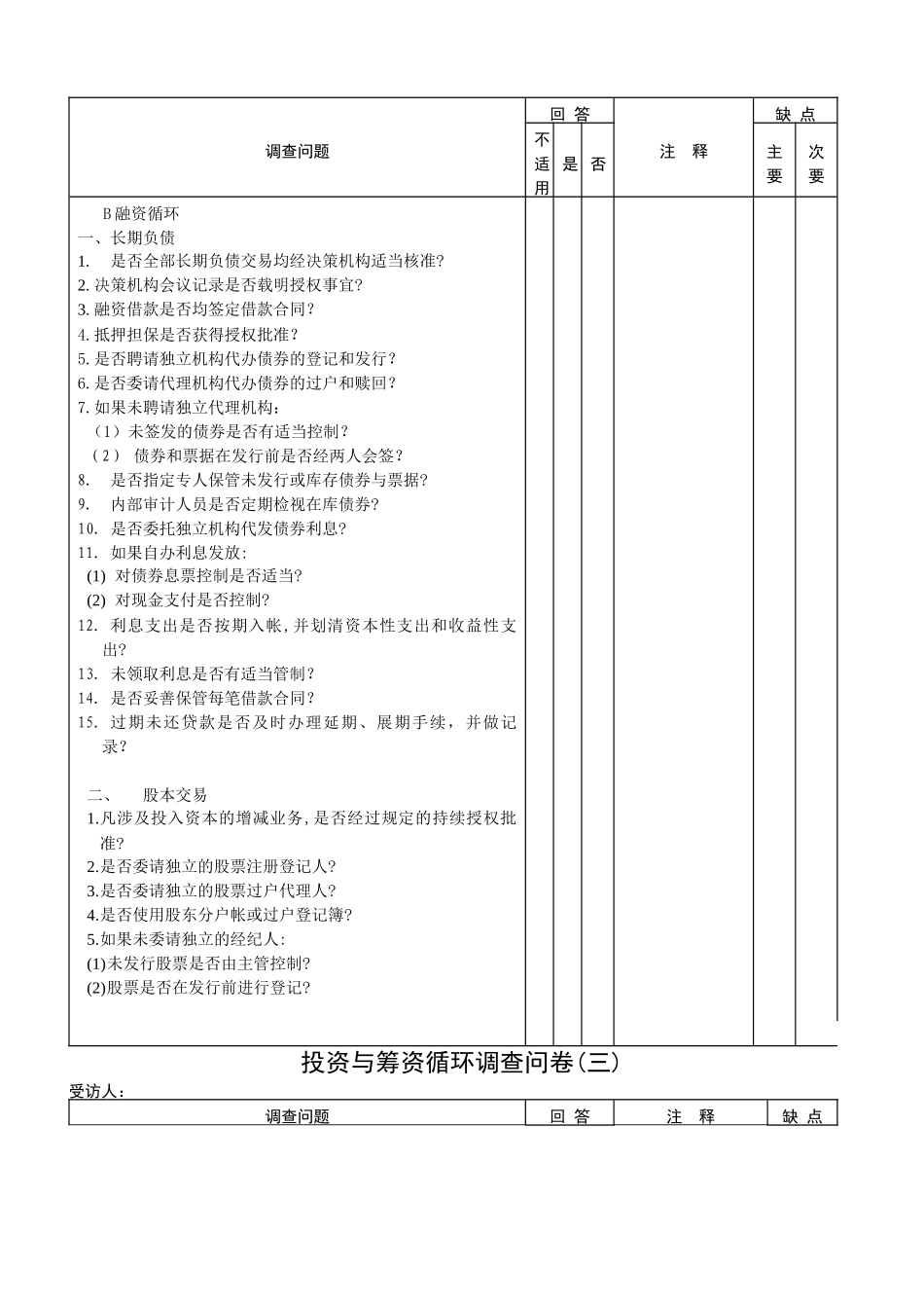财务表格投资与融资循环问卷_第2页