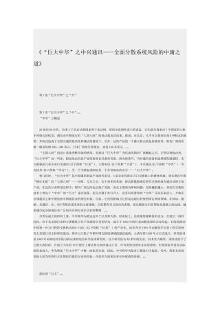 中兴通讯分散企业风险的中庸之道