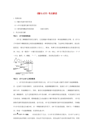 高中生物 《酶与ATP》考点解读素材 新人教版必修1