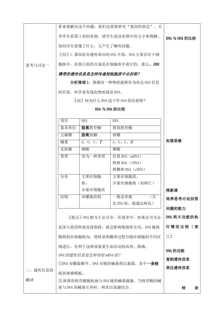 高中生物 《基因指导蛋白质的合成》教案14 新人教版必修2_第2页