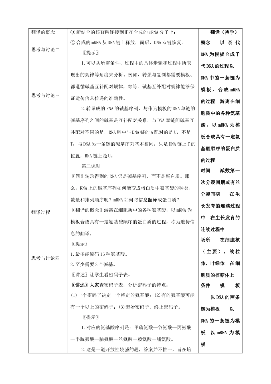 高中生物 《基因指导蛋白质的合成》教案14 新人教版必修2_第3页