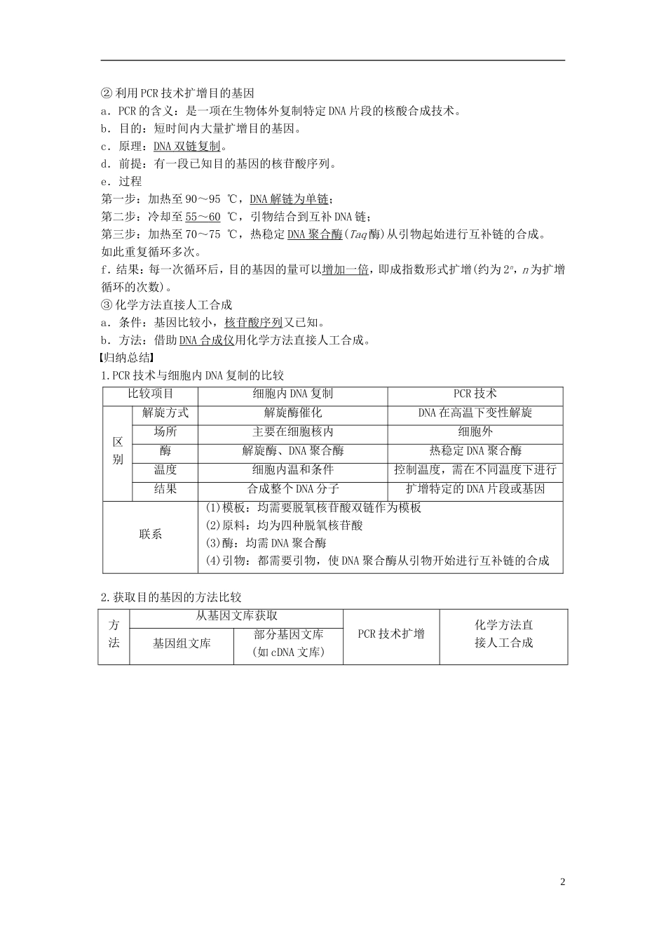 高中生物 专题1 基因工程 1.2 基因工程的基本操作程序 1.2.1 目的基因的获取和基因表达载体的构建学案 新人教版选修3-新人教版高二选修3生物学案_第2页