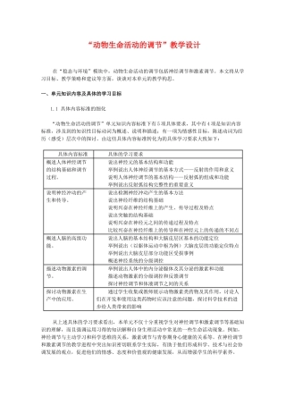 高中生物 2.3《动物生命活动的调节》素材（1） 苏教版必修3