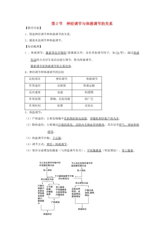 高中生物 2.3《神经调节与体液调节》教案 新人教版必修3-新人教版高二必修3生物教案