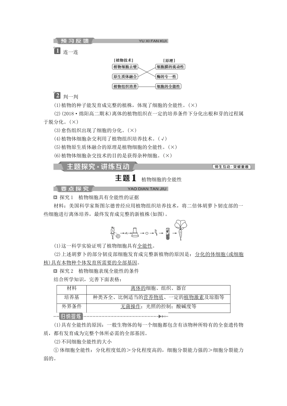 高中生物 专题2 细胞工程 2.1 植物细胞工程 2.1.1 植物细胞工程的基本技术学案（含解析）新人教版选修3-新人教版高二选修3生物学案_第2页