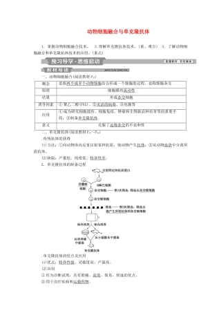 高中生物 专题2 细胞工程 2.2 动物细胞工程 2.2.2 动物细胞融合与单克隆抗体学案 新人教版选修3-新人教版高二选修3生物学案