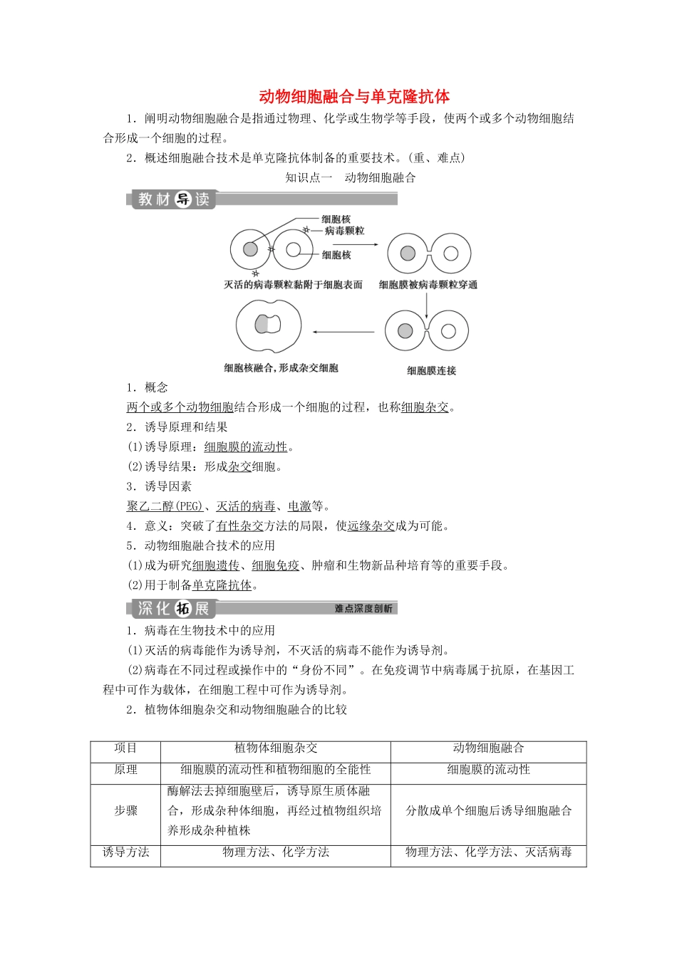 高中生物 专题2 细胞工程 2.2 动物细胞融合与单克隆抗学案 新人教版选修3-新人教版高二选修3生物学案_第1页