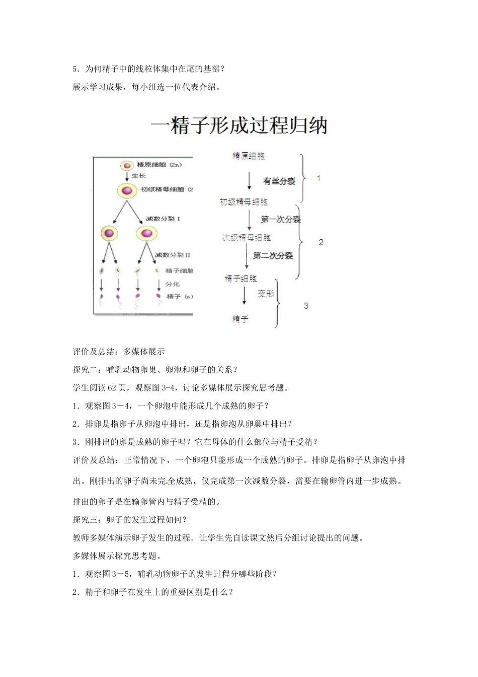 高中生物 专题3 胚胎工程 3.1 体内受精和早期胚胎发育（第2课时）预习学案 新人教版选修3-新人教版高二选修3生物学案_第3页