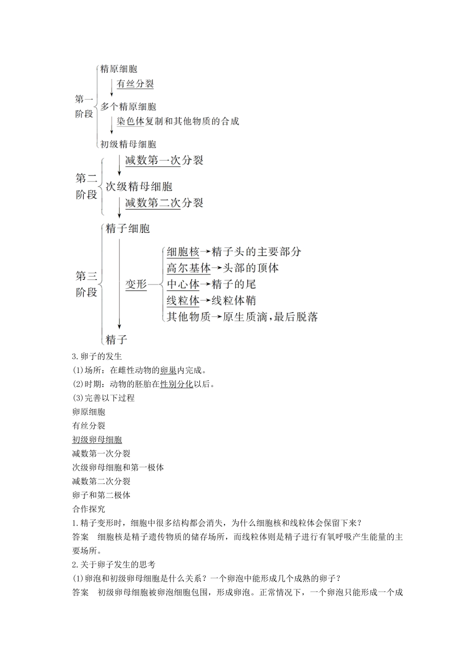 高中生物 专题3 胚胎工程 3.1 体内受精和早期胚胎发育学案 新人教版选修3-新人教版高二选修3生物学案_第2页