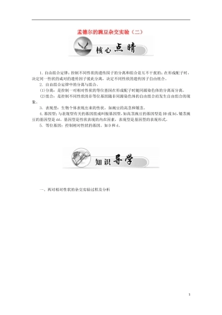 高中生物 第1章 第1节 孟德尔的豌豆杂交实验（二）学案 新人教版必修2-新人教版高一必修2生物学案