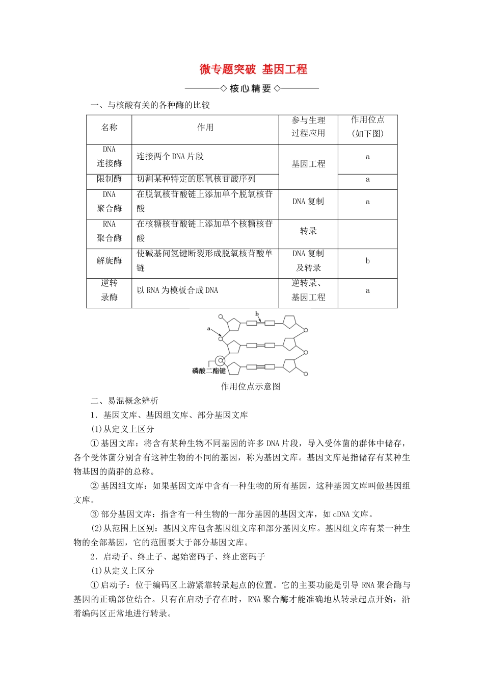 高中生物 第1章 基因工程微专题突破学案 新人教版选修3-新人教版高二选修3生物学案_第1页