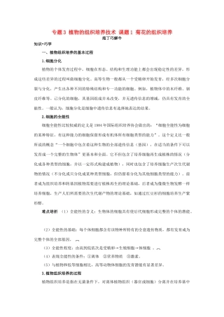 高中生物 专题3 植物的组织培养技术 课题1 菊花的组织培养素材2 新人教版选修1-新人教版高二选修1生物素材