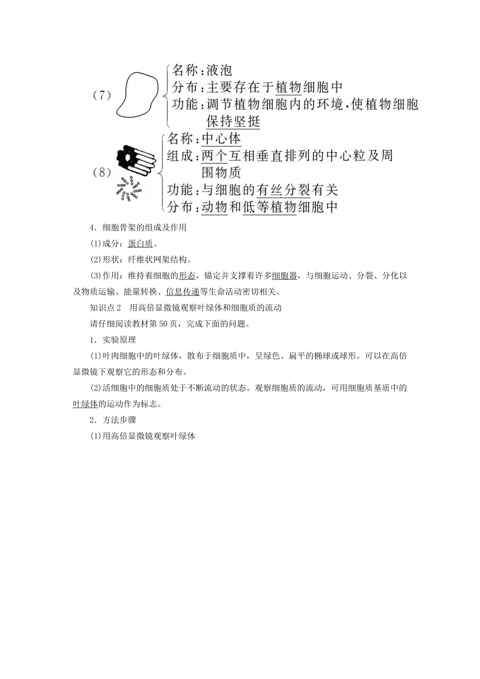 高中生物 第3章 细胞的基本结构 3-2-1 细胞器之间的分工教学案 新人教版必修1-新人教版高一必修1生物教学案_第3页