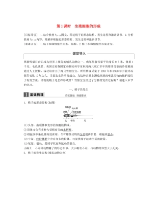 高中生物 第2章 胚胎工程 第1节 胚胎工程的理论基础 第1课时 生殖细胞的形成同步备课教学案 北师大版选修3-北师大版高二选修3生物教学案