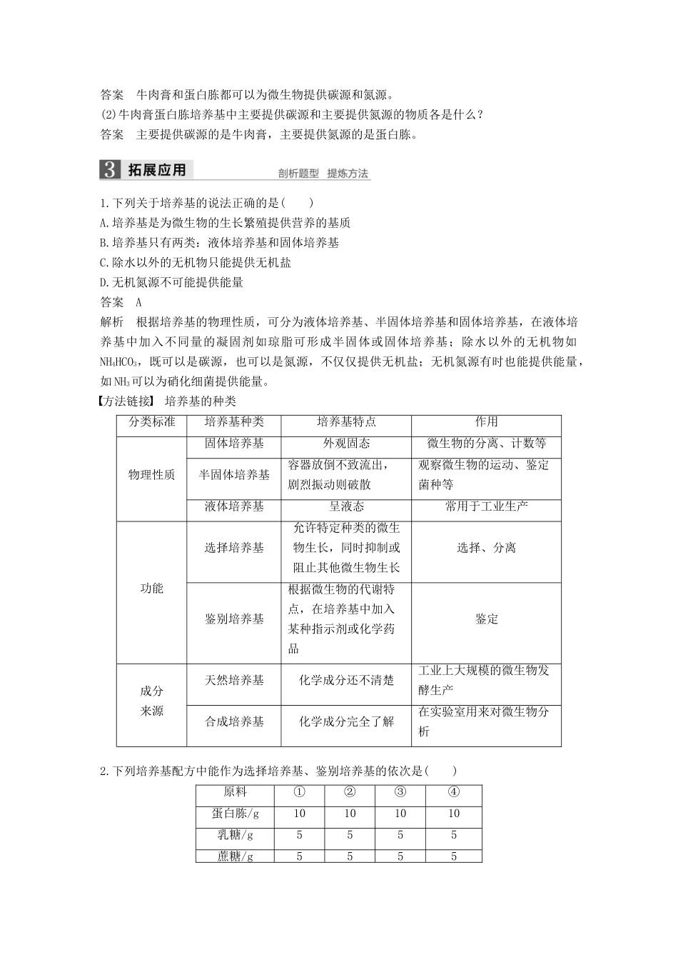 高中生物 第1章 微生物技术 第1课时 培养基的配制和灭菌同步备课教学案 北师大版选修1-北师大版高二选修1生物教学案_第2页