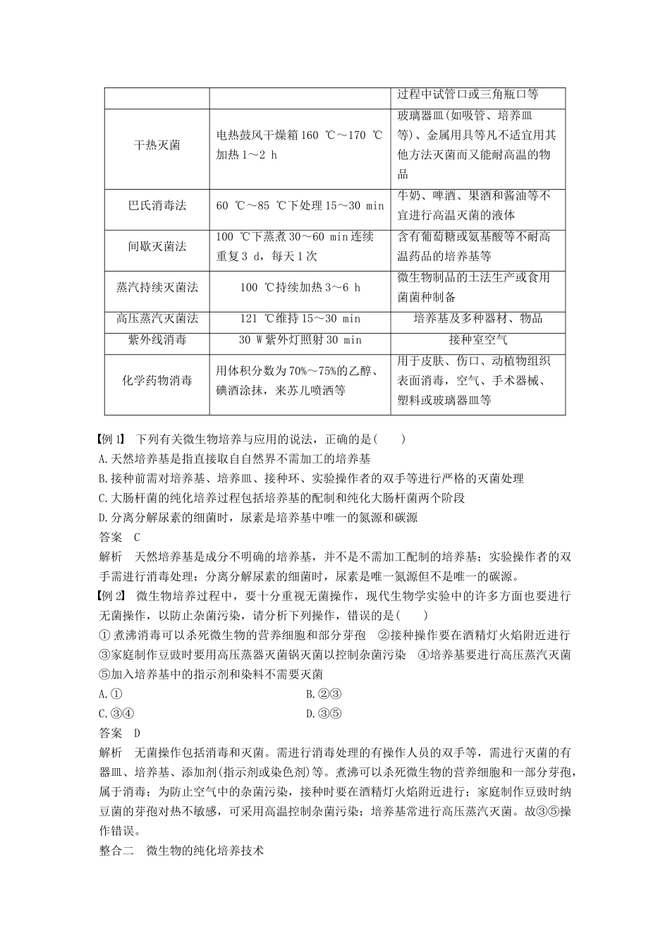高中生物 第1章 微生物技术章末整合提升同步备课教学案 北师大版选修1-北师大版高二选修1生物教学案_第2页