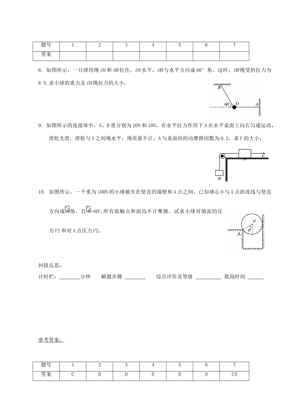 高中物理 第5章 力与平衡复习导学案 鲁科版必修1-鲁科版高一必修1物理学案_第2页