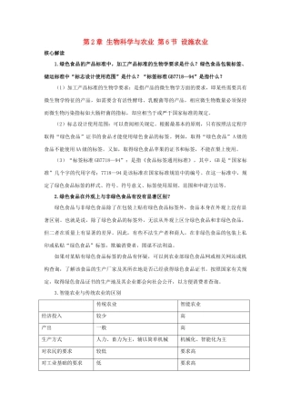高中生物 第2章 生物科学与农业 第6节 设施农业导学案 新人教版选修2-新人教版高二选修2生物学案