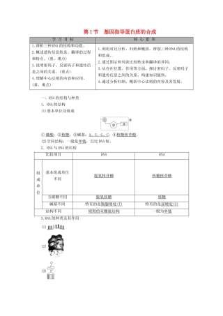高中生物 第4章 基因的表达 第1节 基因指导蛋白质的合成教学案 新人教版必修第二册-新人教版高一第二册生物教学案