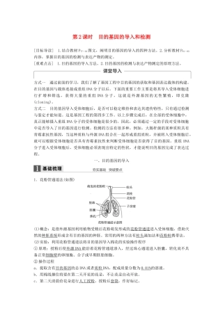 高中生物 第4章 基因工程 第2节 基因工程的操作程序 第2课时 目的基因的导入和检测同步备课教学案 北师大版选修3-北师大版高二选修3生物教学案