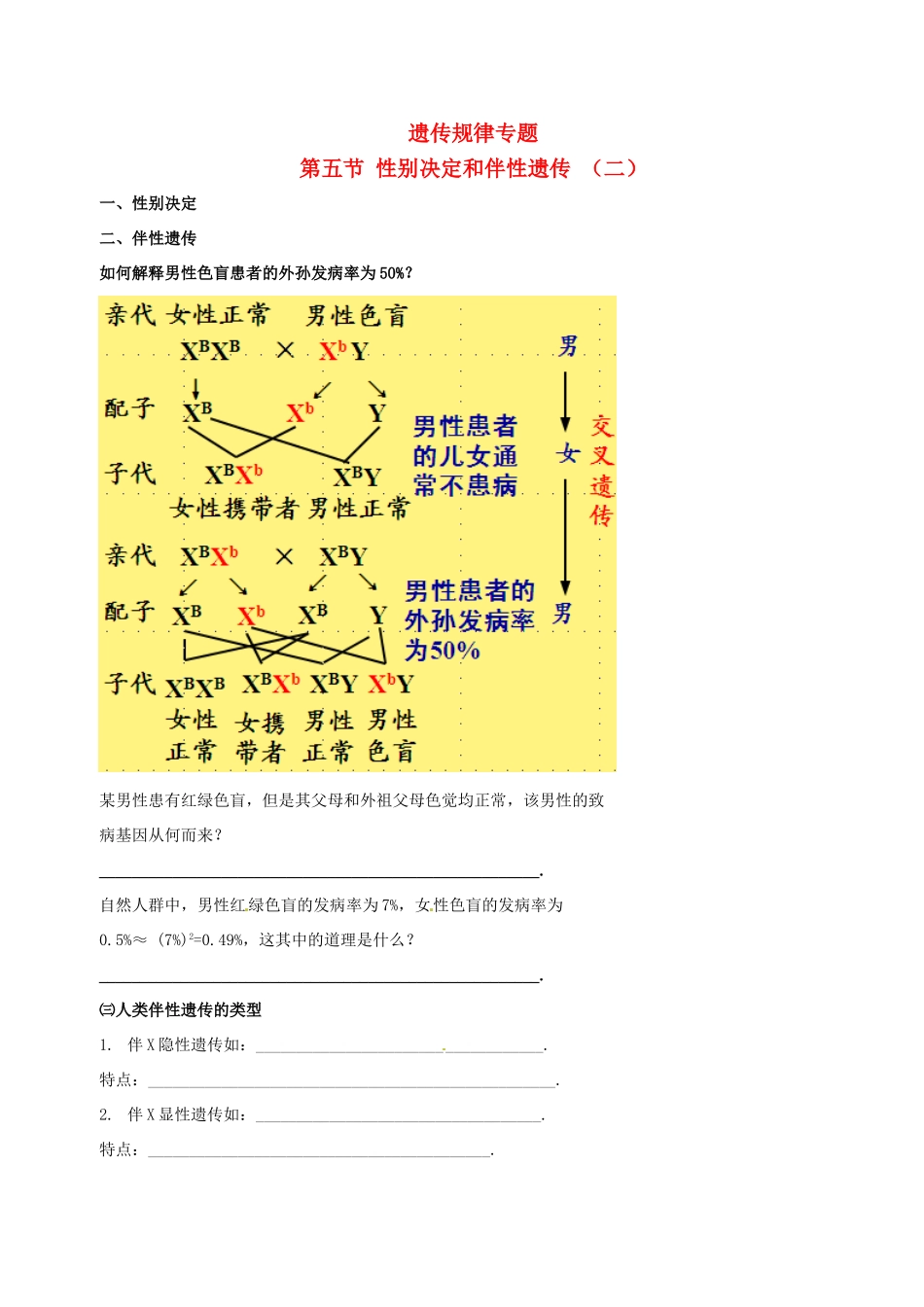 高中生物 伴性遗传（二）素材 新人教版必修2-新人教版高一必修2生物素材_第1页