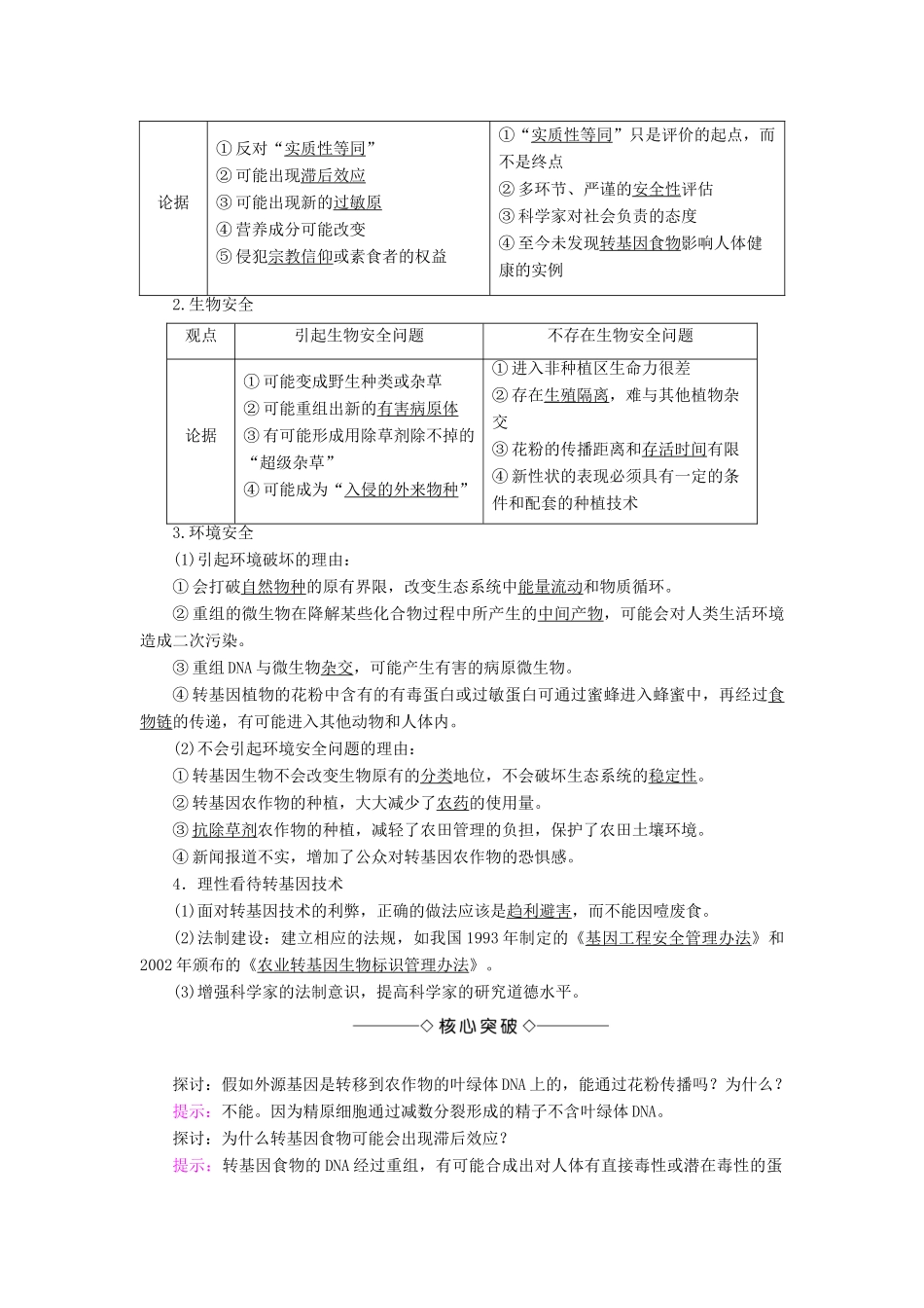 高中生物 第4章 生物技术的安全性和伦理问题 4.1 转基因生物的安全性学案 新人教版选修3-新人教版高二选修3生物学案_第3页