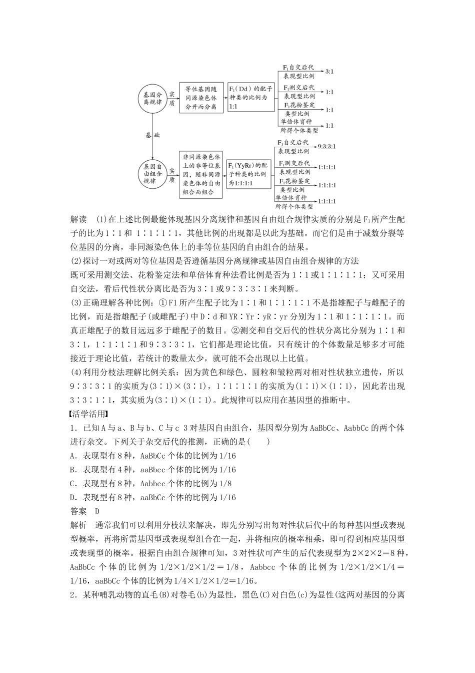 高中生物 第4章 遗传信息的传递规律 第16课时 基因的自由组合规律(Ⅱ)教学案 北师大版必修2-北师大版高一必修2生物教学案_第3页