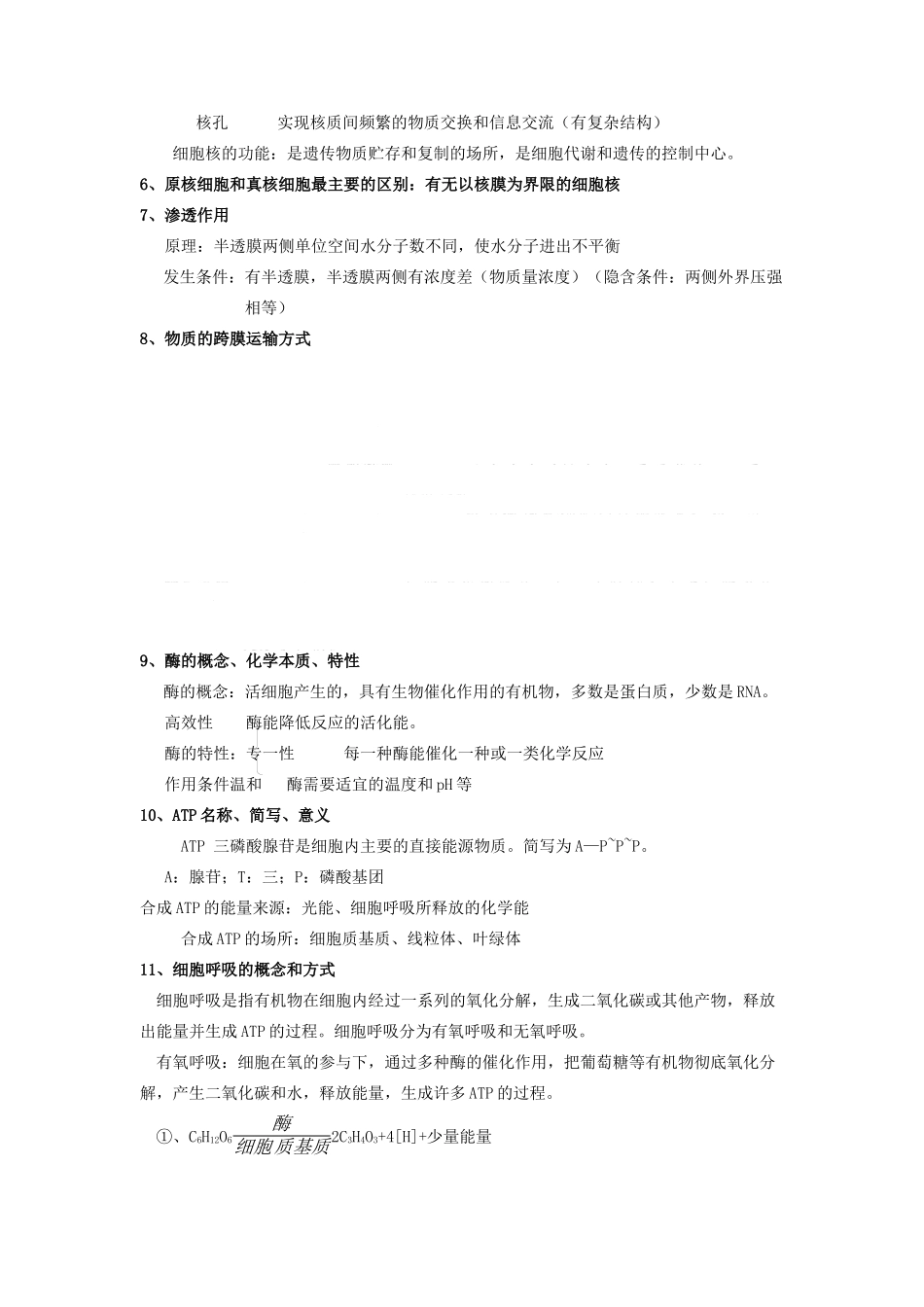 高中生物 基础知识记忆要点（二）（必修1）-人教版高中必修1生物素材_第2页