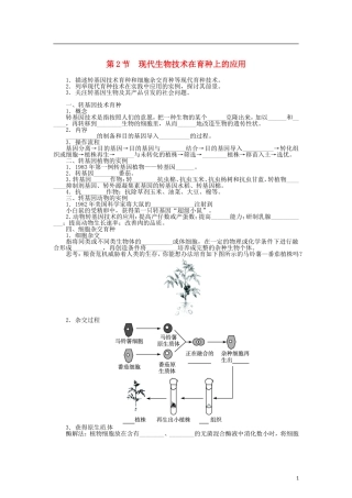 高中生物 第二章 第2节 现代生物技术在育种上的应用导学案 新人教版选修2-新人教版高二选修2生物学案