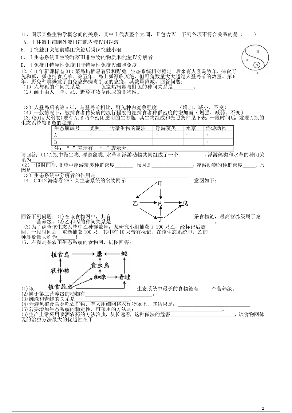 高中生物 第5章 第1节 生态系统的结构教学案（2）新人教版必修3-新人教版高二必修3生物教学案_第2页