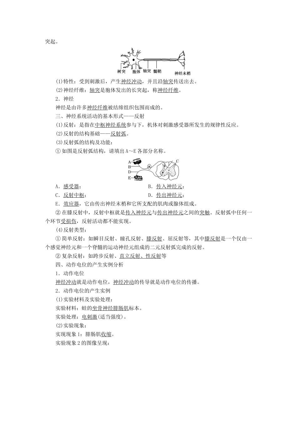 高中生物 第二章 第二节 神经系统的结构与功能教学案 浙科版必修3-浙科版高中必修3生物教学案_第2页