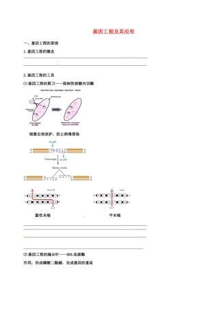 高中生物 基因工程及其应用素材 新人教版必修2-新人教版高一必修2生物素材