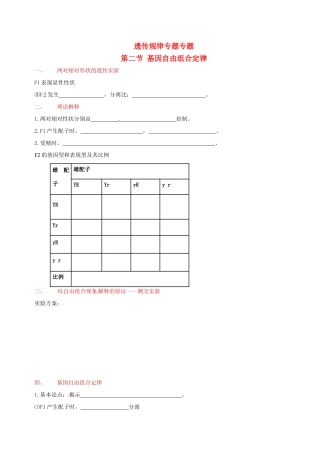高中生物 基因自由组合定律素材 新人教版必修2-新人教版高一必修2生物素材