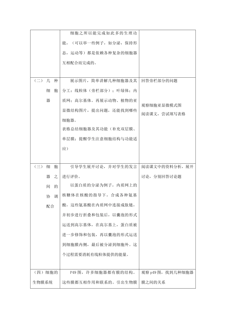 高中生物 几种主要细胞器的结构和功能教案 新人教版_第3页