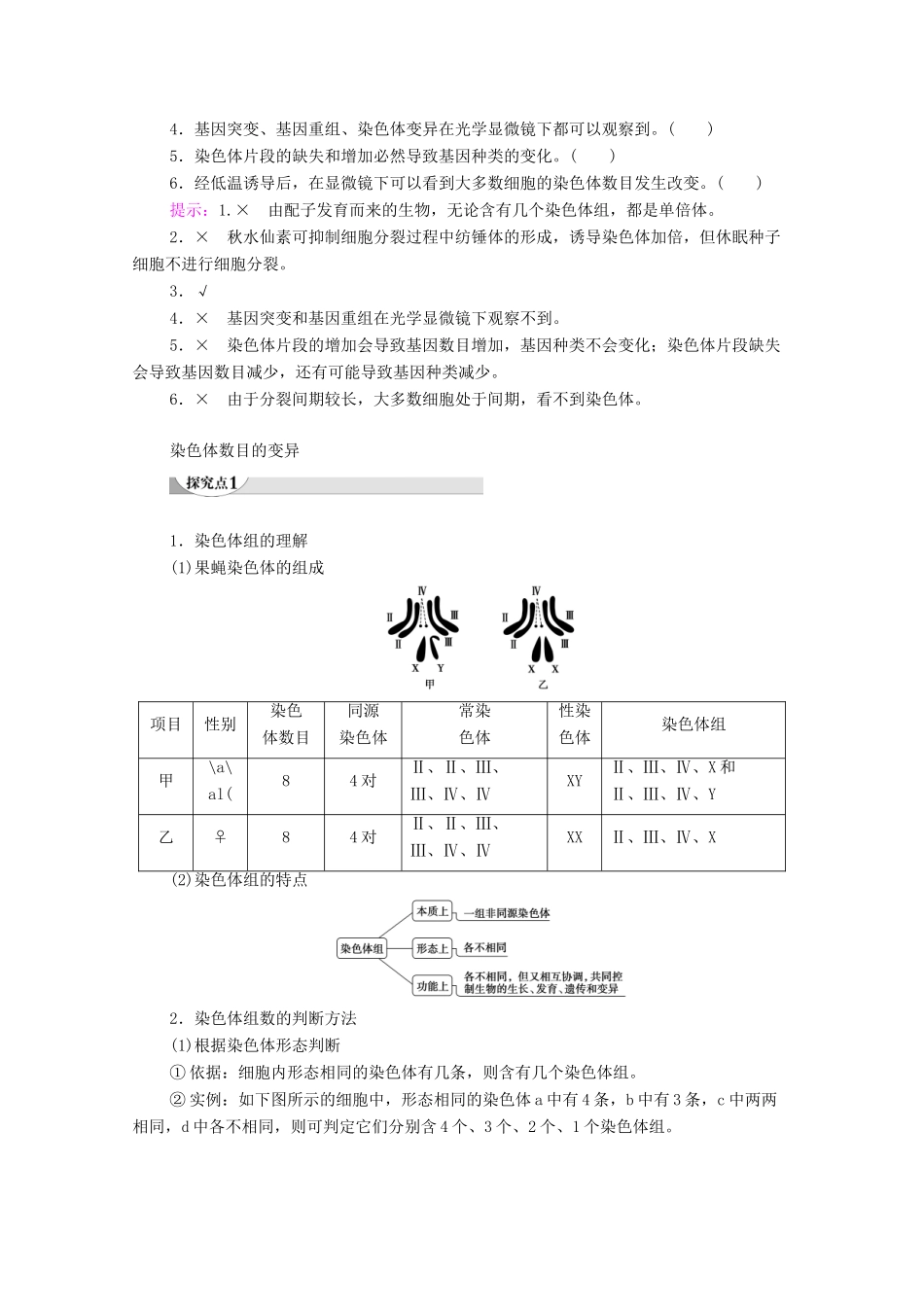 高中生物 第5章 基因突变及其他变异 第2节 染色体变异教学案 新人教版必修第二册-新人教版高一第二册生物教学案_第3页