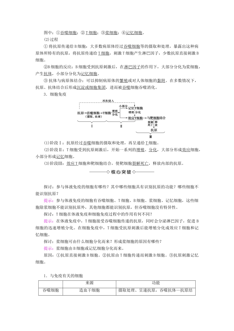 高中生物 第二章 动物和人体生命活动的调节 第4节 免疫调节学案 新人教版必修3-新人教版高一必修3生物学案_第3页