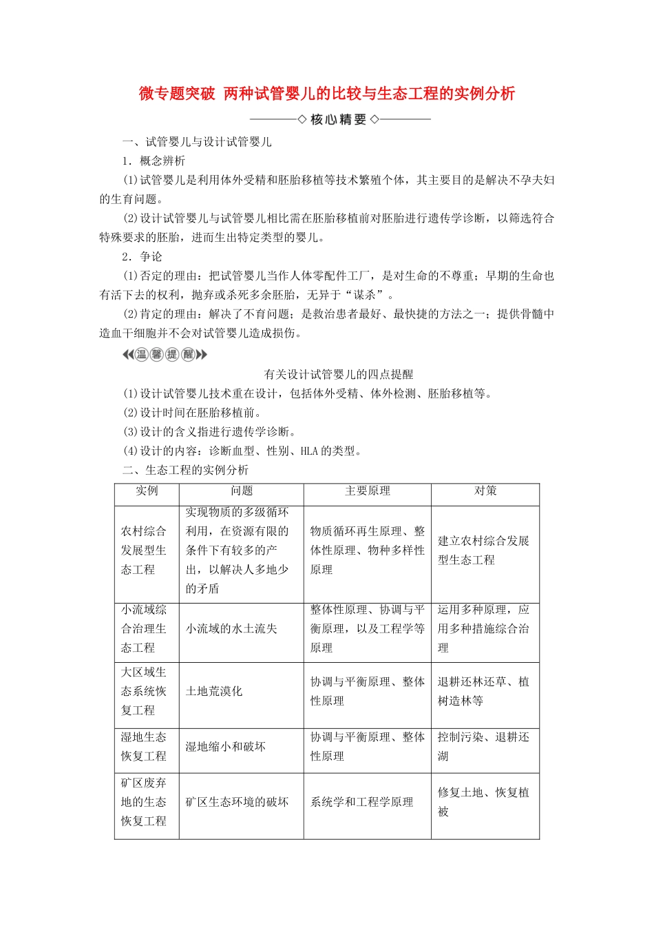 高中生物 第5章 生态工程微专题突破学案 新人教版选修3-新人教版高二选修3生物学案_第1页