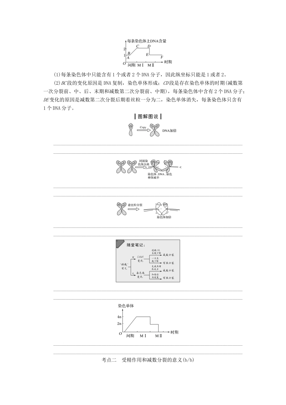 高中生物 第二章 染色体与遗传 第7课时 染色体数目和DNA含量的变化减数分裂与有丝分裂的异同同步备课教学案 浙科版必修2-浙科版高一必修2生物教学案_第3页