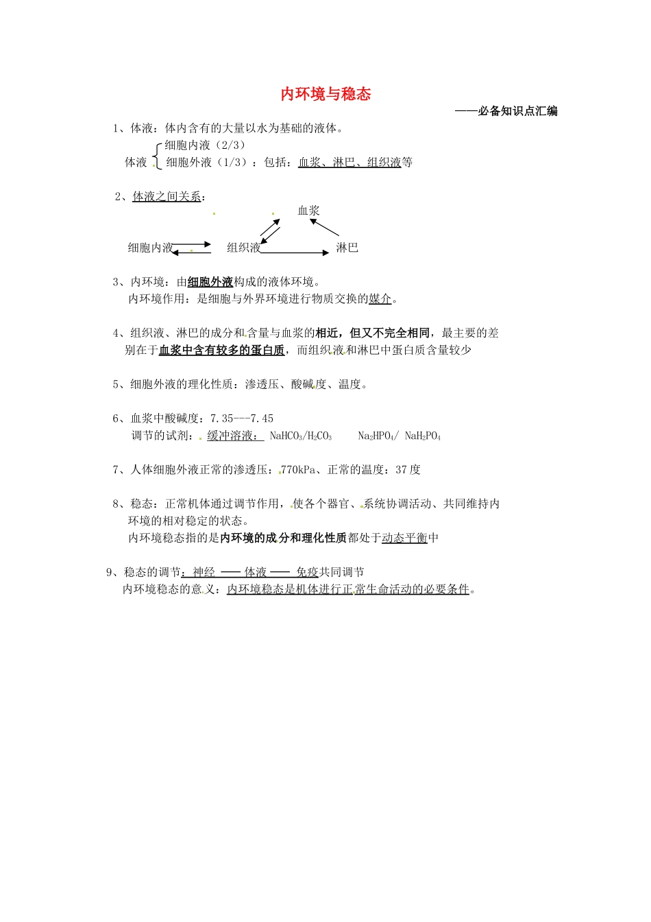 高中生物 第二章 动物生命活动的调节 第一节 内环境与稳态文字素材3 浙科版必修3-浙科版高二必修3生物素材_第1页