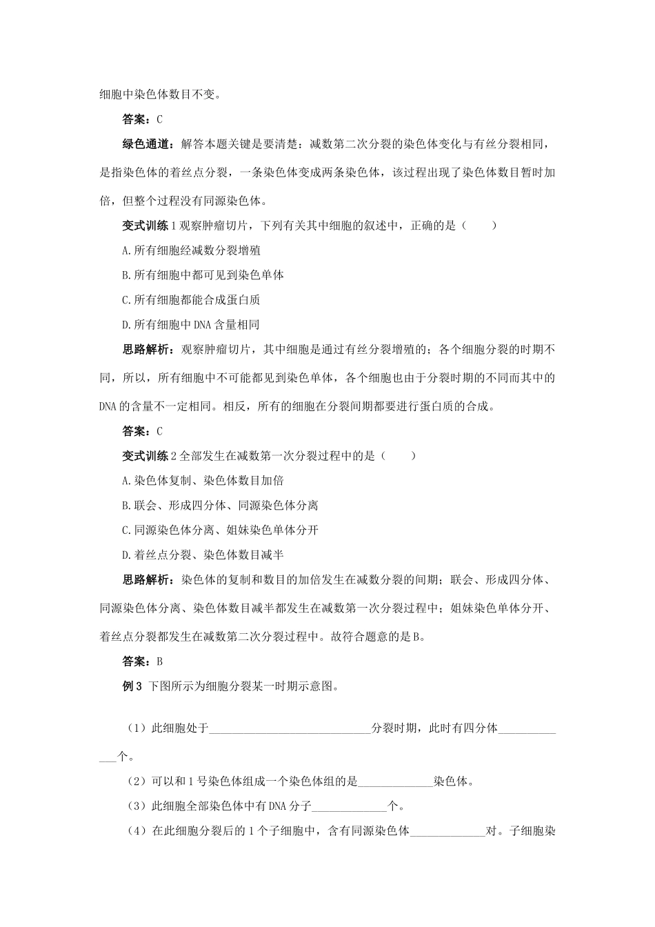 高中生物 例题与探究 第一单元 第一章 第一节 减数分裂与配子形成学案（含解析）中图版必修2-中图版高中必修2生物学案_第2页